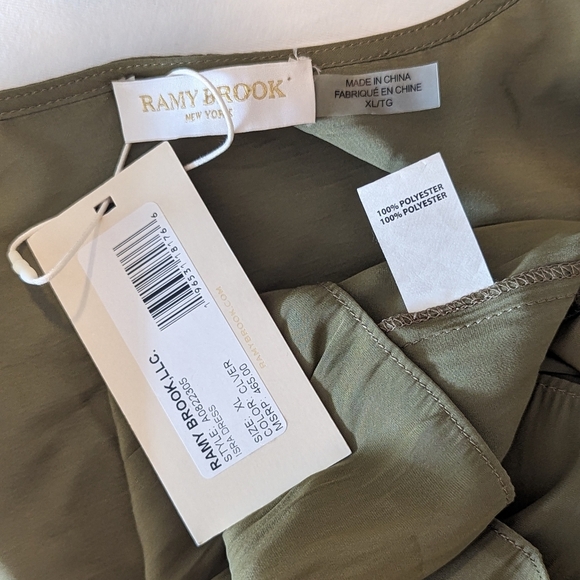 Ramy Brook Isra Mini Dress Sleeveless Deep V Neck Crochet Detail Clover XL NWT - Picture 14 of 16